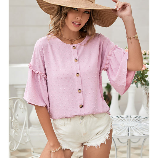 Blouse pour femmes avec des détails en volants et des boutons décoratifs Chic und Stil