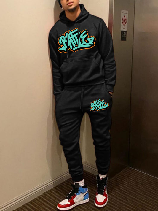 Women's hoodie and jogger pants set with urban graffiti design Chic and Style