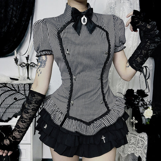 Blouse corset peplum inspirée du gothique pour femmes Chic und Stil