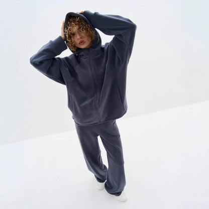 Dame Veste en polaire avec haute fermeture éclair et manches larges Chic und Stil