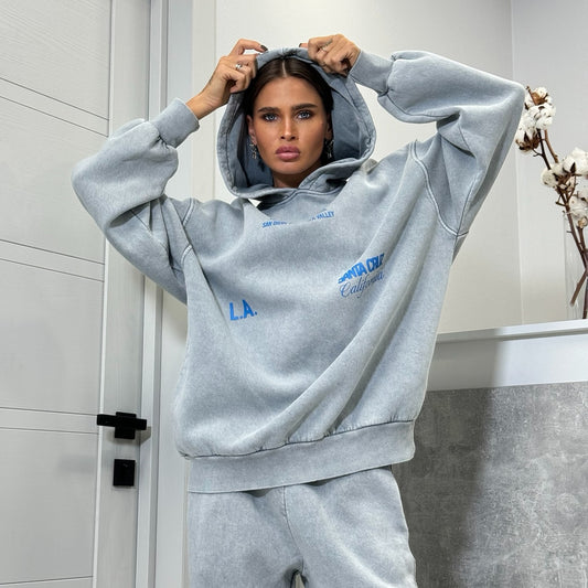 Dames Ensemble de sweat en polaire confortable avec capuche Chic und Stil