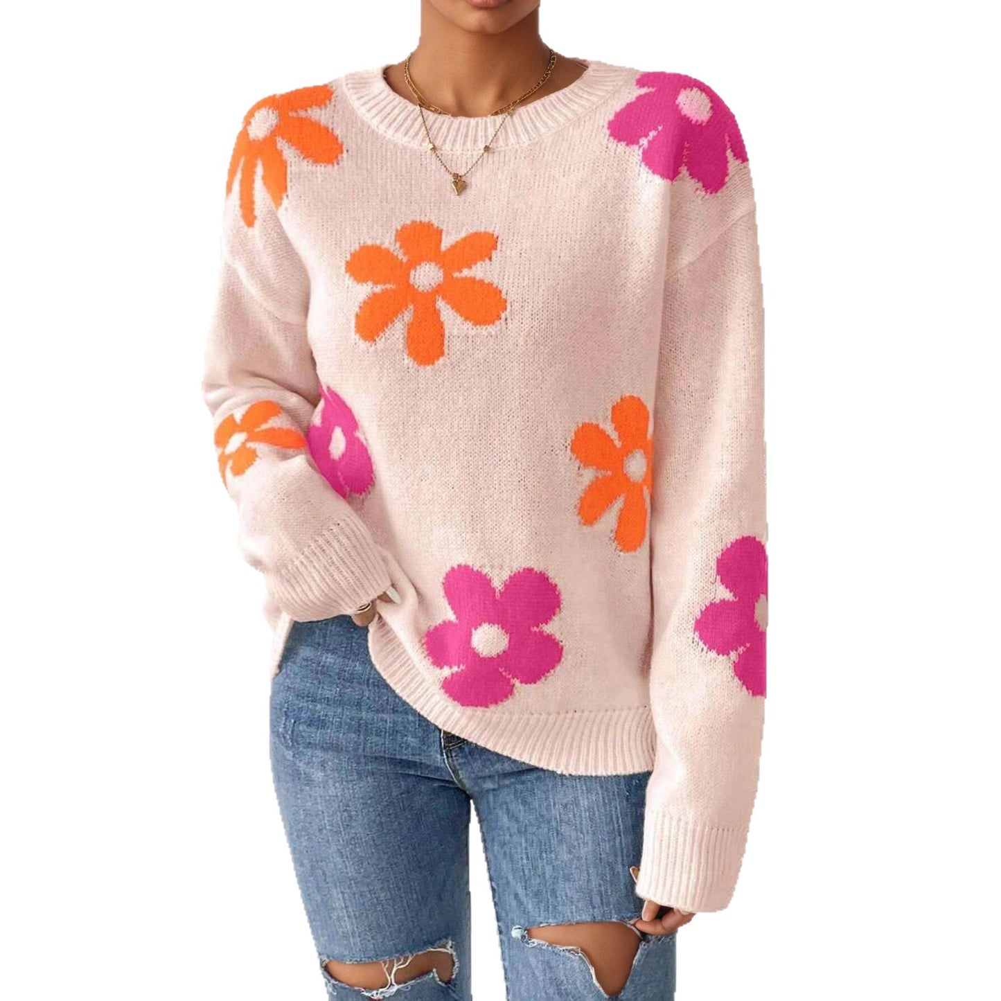Pull femme avec design floral et encolure ronde Chic und Stil