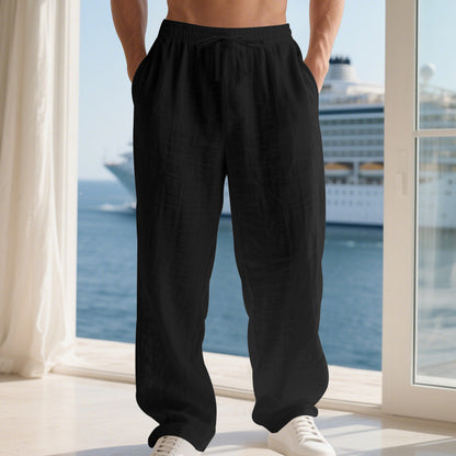 Casual long cotton pants for men with elastic waistband and practical drawstring Chic and Style