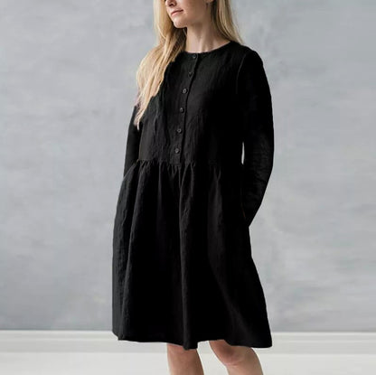 Robe décontractée pour femmes avec fermeture à boutons et jupe volumineuse Chic und Stil