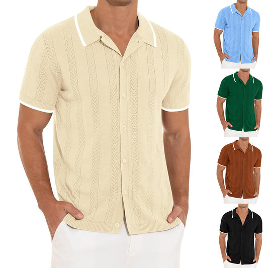 Chemise polo à manches courtes pour hommes avec design texturé Chic und Stil