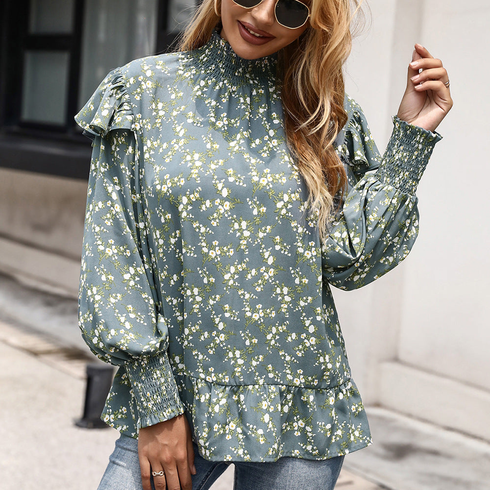 Blouse élégante pour femmes avec détail en volants et col haut Chic und Stil