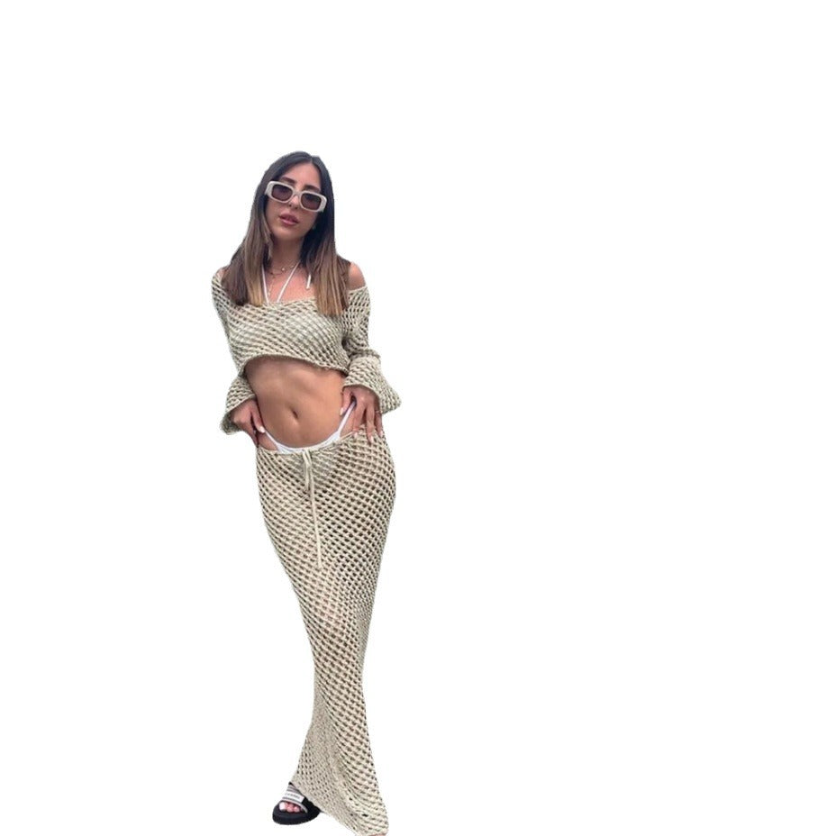 Robe en tricot aérienne pour dames avec une structure de maille ouverte et des manches longues Chic und Stil