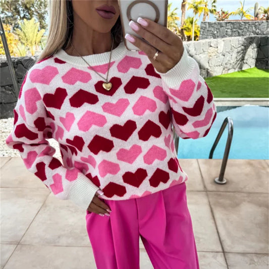 Pull femme avec motif en cœur et coupe confortable Chic und Stil