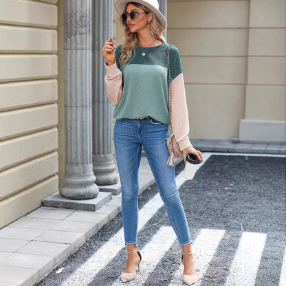 Pull femme décontracté avec structure côtelée et blocs de couleur Chic und Stil