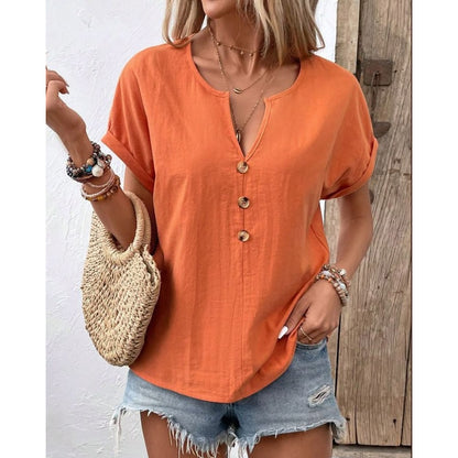 Chemisier décontracté pour femmes avec patte de boutonnage et col rond Chic und Stil