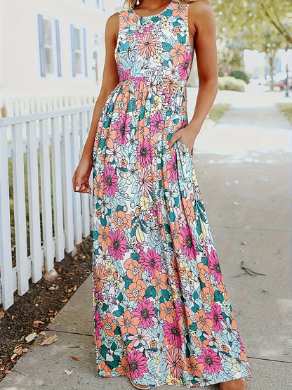 Robe maxi femme avec motif floral et poches pratiques Chic und Stil