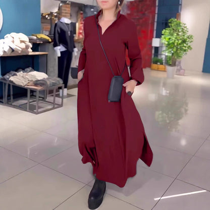 Robe chemise pour femmes avec poches latérales pratiques et coupe fluide Chic und Stil