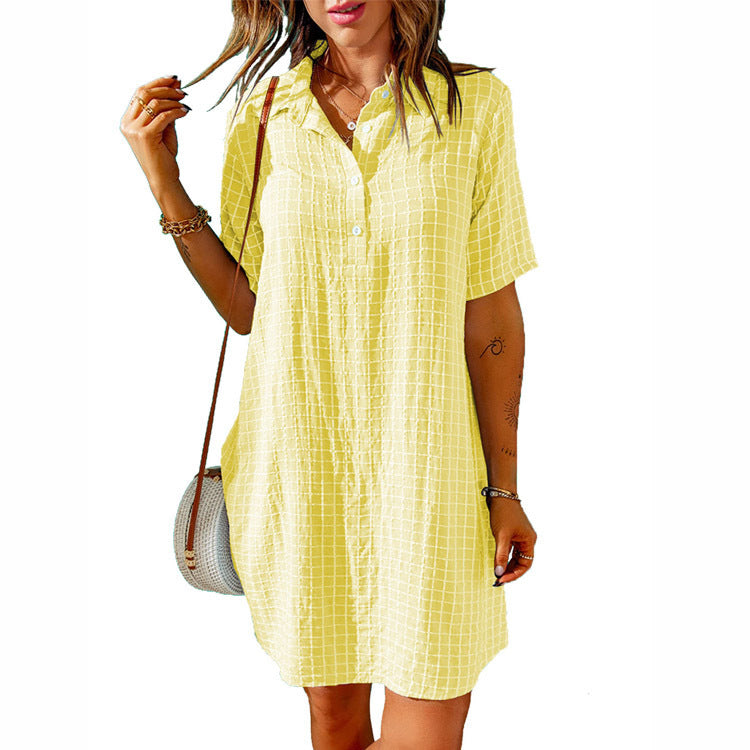 Robe chemise décontractée pour femmes avec motif à carreaux et poches pratiques Chic und Stil