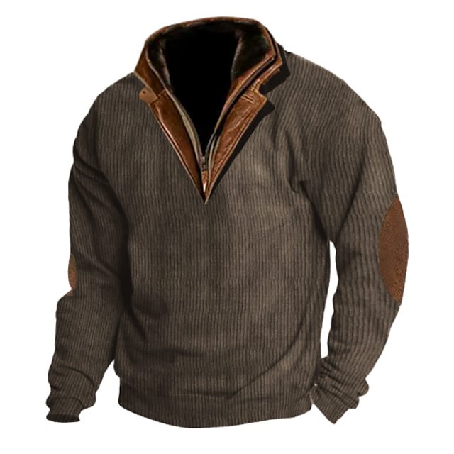 Pull en tricot pour hommes avec détails en cuir et col haut Chic und Stil