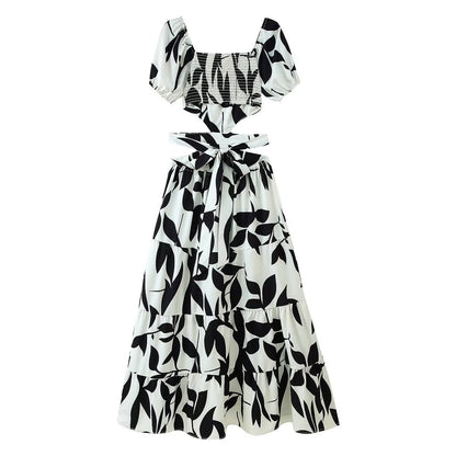 Robe maxi dame avec découpe florale et détails en volants Chic und Stil