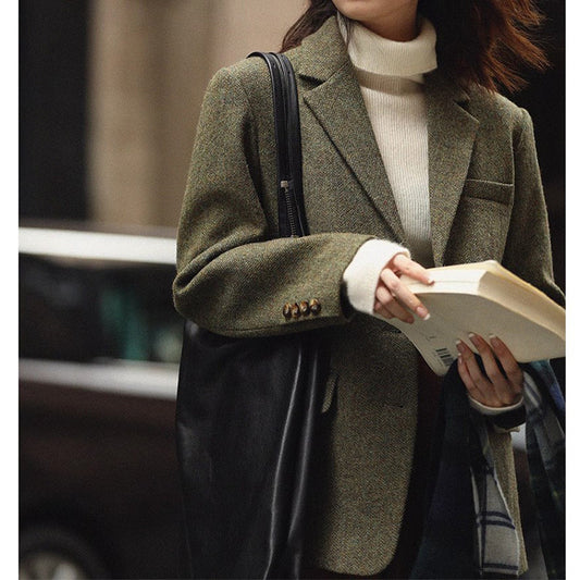 Blazer Herringbone Ajusté pour Femmes Chic und Stil