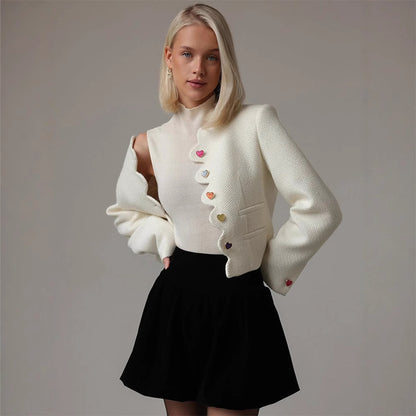 Dames elegante structure jacket met gekleurde knopen Chic und Stil