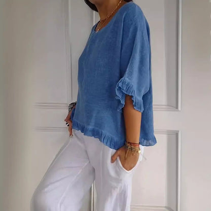 Blouse décontractée pour femmes avec bordure froncée Chic und Stil