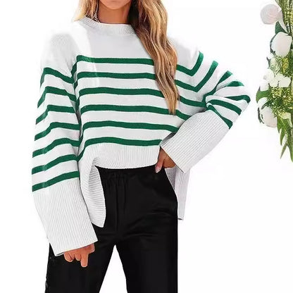 Dames Pull rayé décontracté à coupe ample Chic und Stil