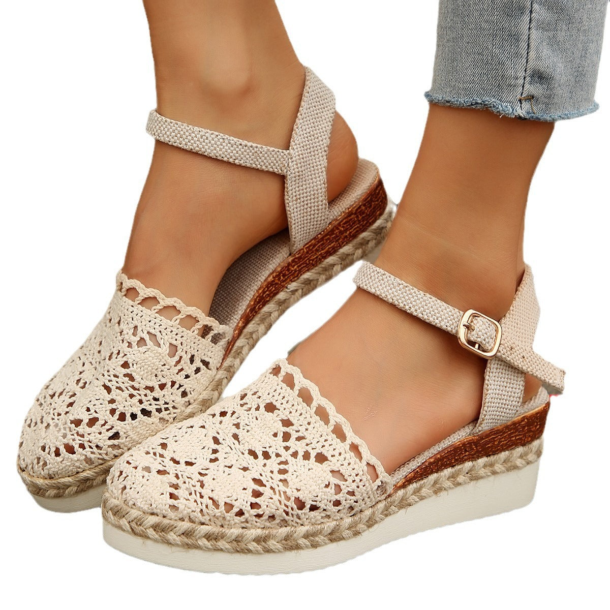 Dames espadrilles avec un design en crochet élégant et une semelle confortable Chic und Stil