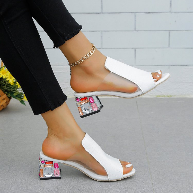 Mules à brides pour femmes avec design floral et confortable talon bloc Chic und Stil