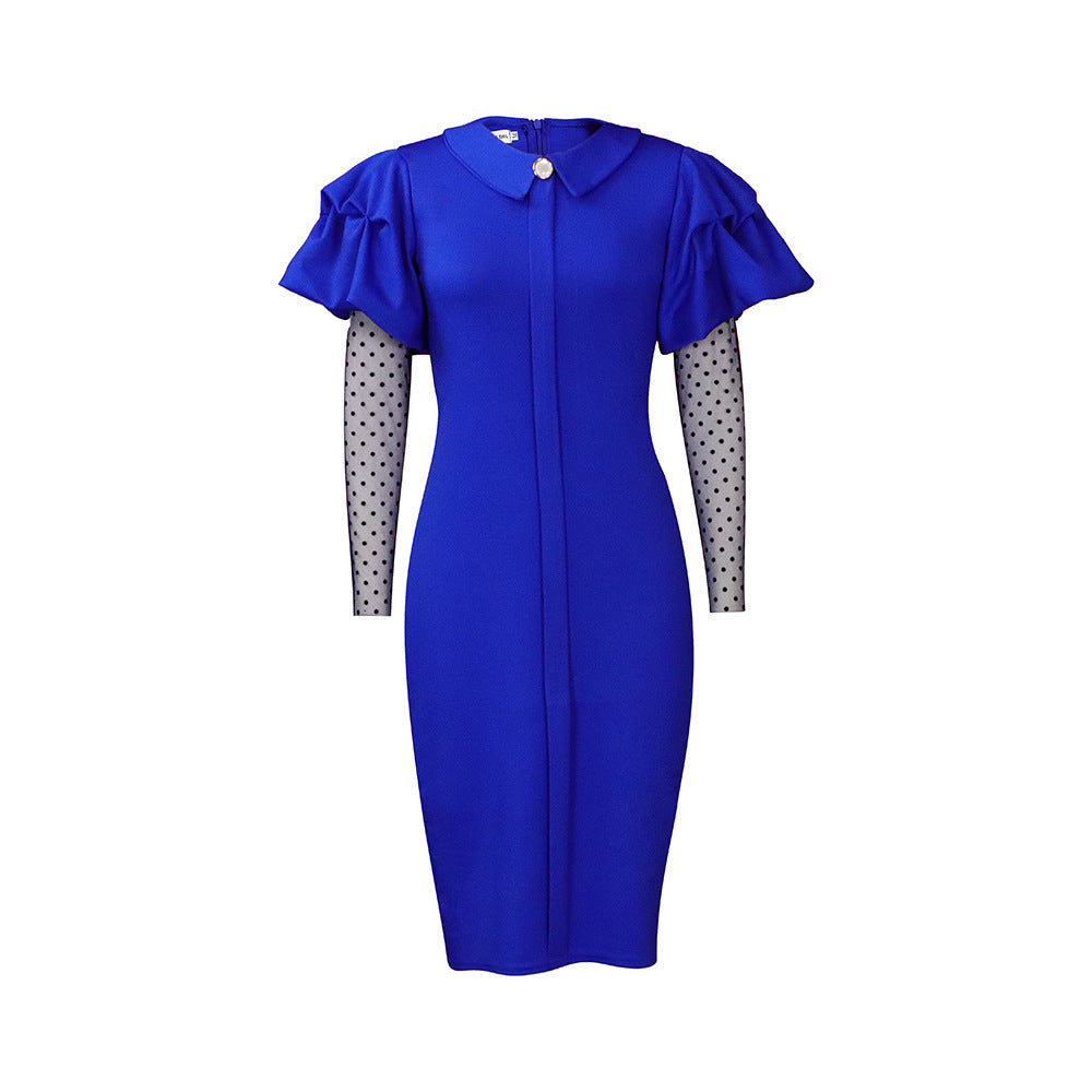Robe fourreau pour dames avec des manches bouffantes et des inserts à pois Chic und Stil