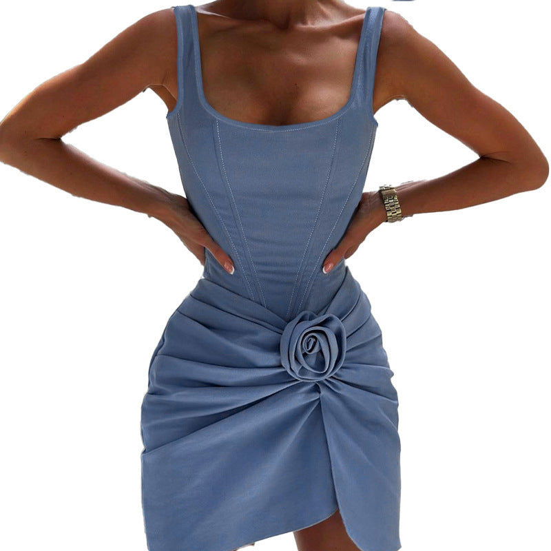 Robe Mini Drapée à Fleurs Off-Shoulder Chic und Stil