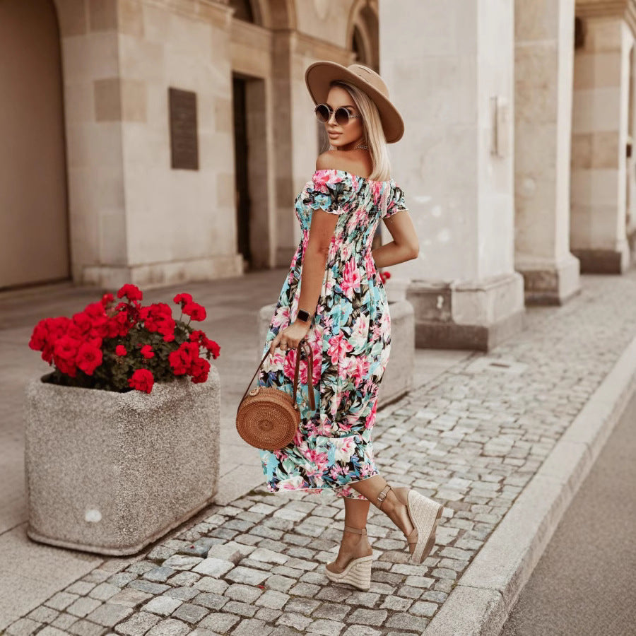 Robe maxi florale pour femmes avec bretelles réglables Chic und Stil