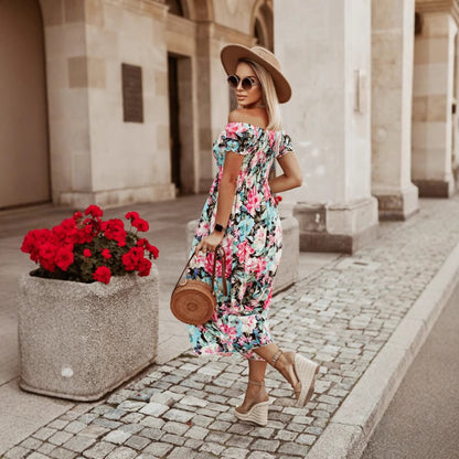 Robe maxi florale pour femmes avec bretelles réglables Chic und Stil