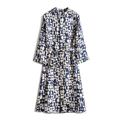 Robe chemise A-line à motif élégante pour femmes Chic und Stil