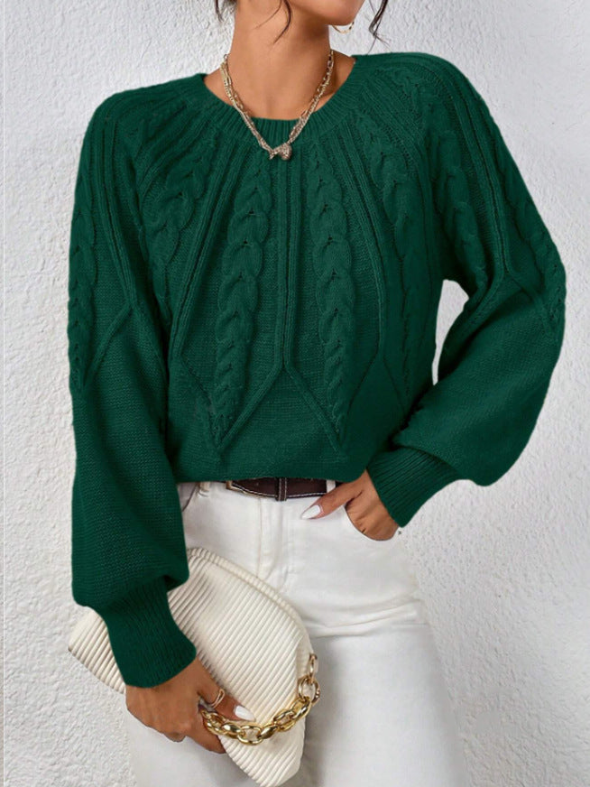 Pull en tricot pour femmes avec motif en torsades et manches larges Chic und Stil