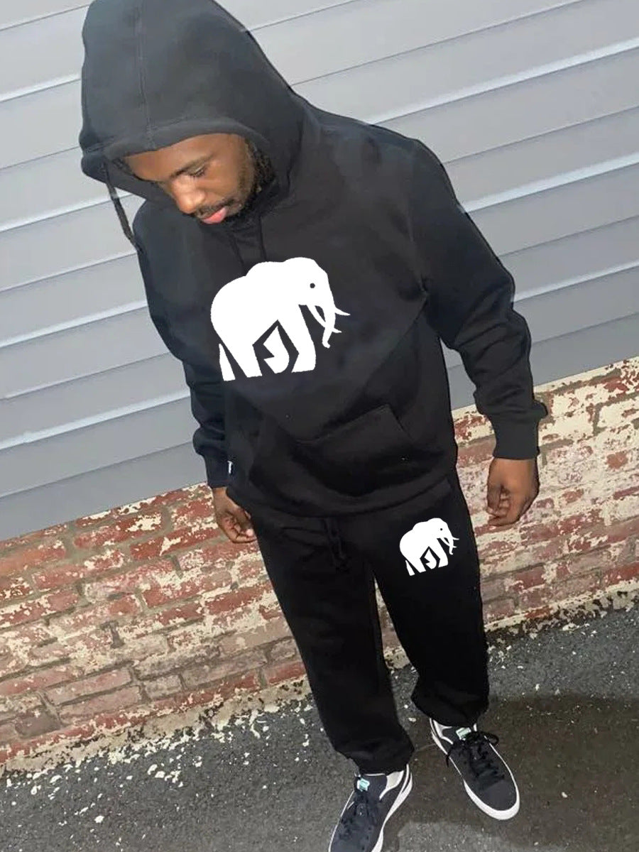 Hoodie and jogger pants set for ladies with a catchy elephant pattern Chic and Style