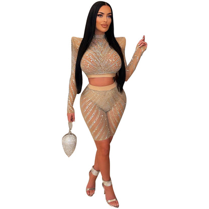 Femmes Robe de fête à paillettes deux pièces Chic und Stil