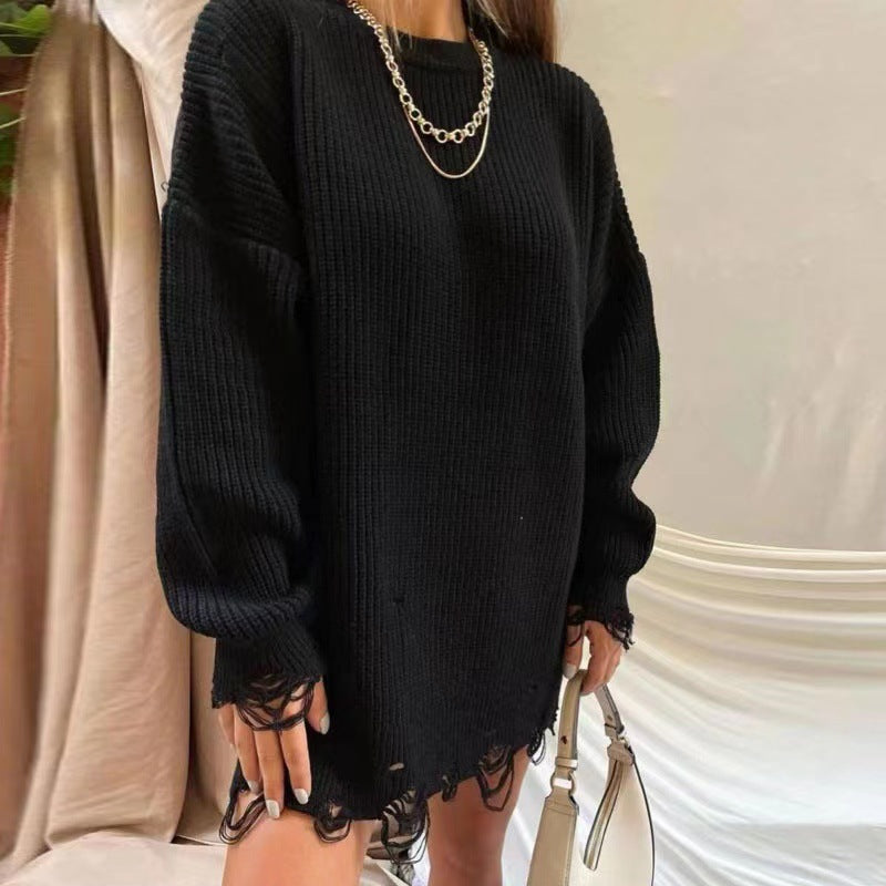 Robe en tricot pour femmes avec coupe décontractée et détails usés Chic und Stil