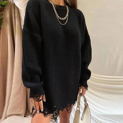 Robe en tricot pour femmes avec coupe décontractée et détails usés Chic und Stil
