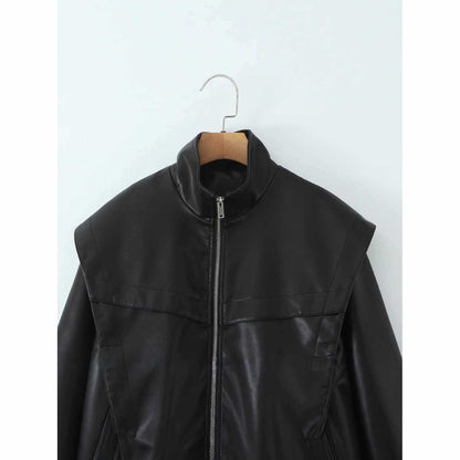 Dames en simili cuir Garde-robe avec des manches volumineuses Chic und Stil