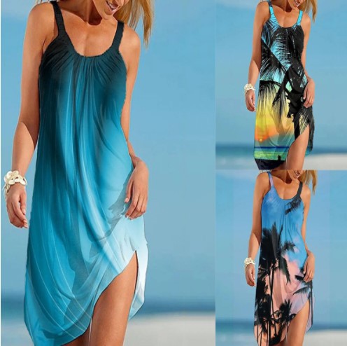 Femmes Tropiques Imprimé Plage Poncho Robe Chic und Stil