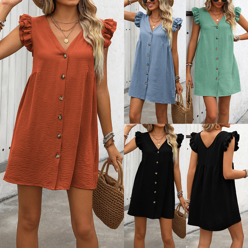 Robe portefeuille légère pour femmes avec détails volantés et patte de boutonnage Chic und Stil