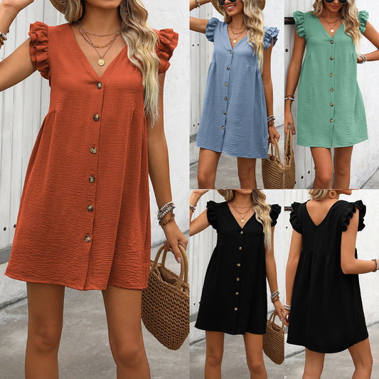 Robe portefeuille légère pour femmes avec détails volantés et patte de boutonnage Chic und Stil