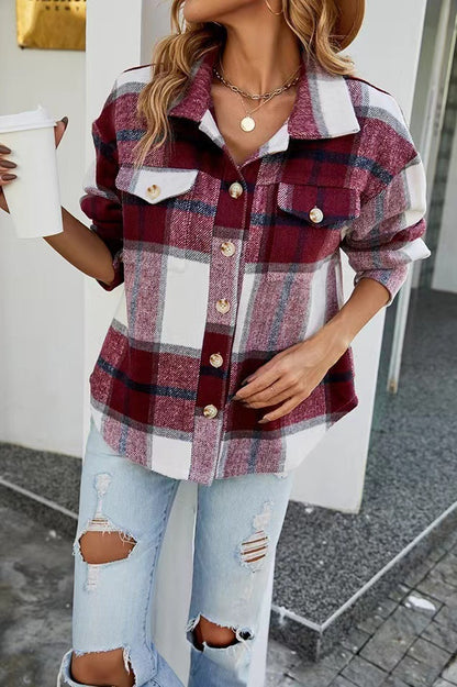 Dames Chemise en flanelle à carreaux avec boutonnière et poches Chic und Stil