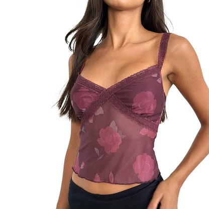 Dames Fleurs Dentelle Camisole Top Chic und Stil