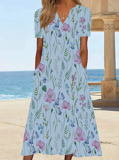 Robe d'été à motif floral pour femmes avec poches Chic und Stil