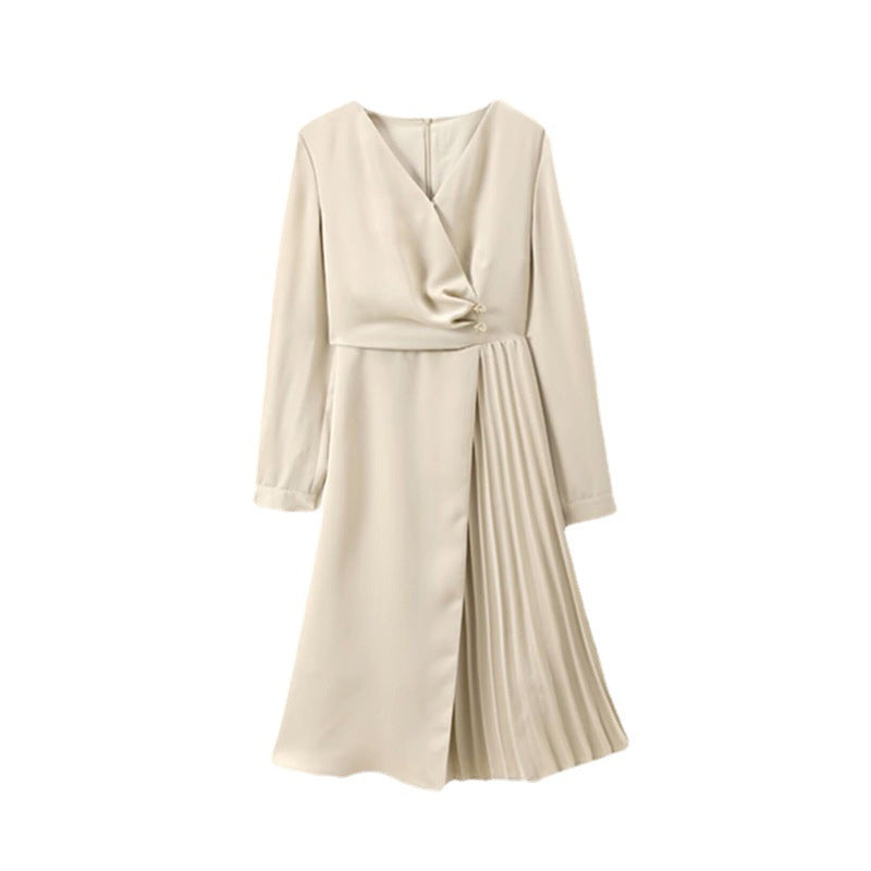 Robe midi plissée élégante pour femme avec détails de bouton Chic und Stil