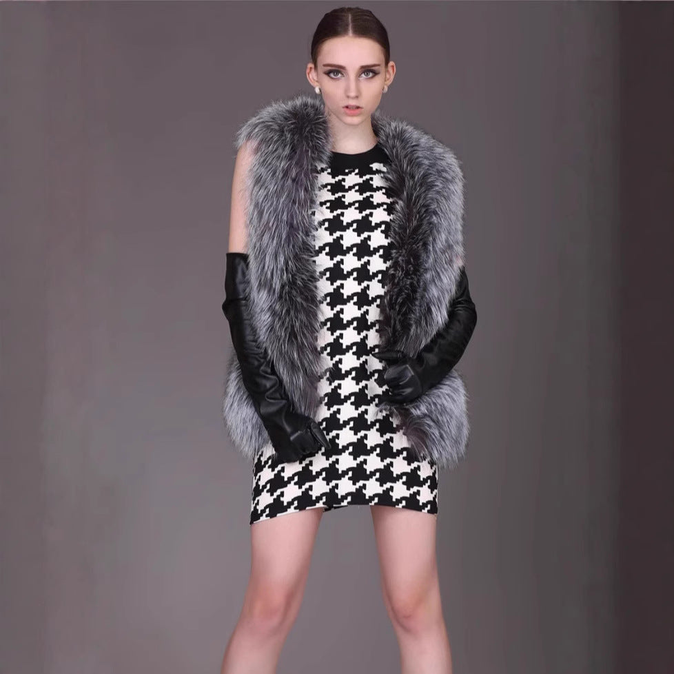 Dames Gilet en fausse fourrure luxueux avec large col Chic und Stil