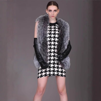 Dames Gilet en fausse fourrure luxueux avec large col Chic und Stil