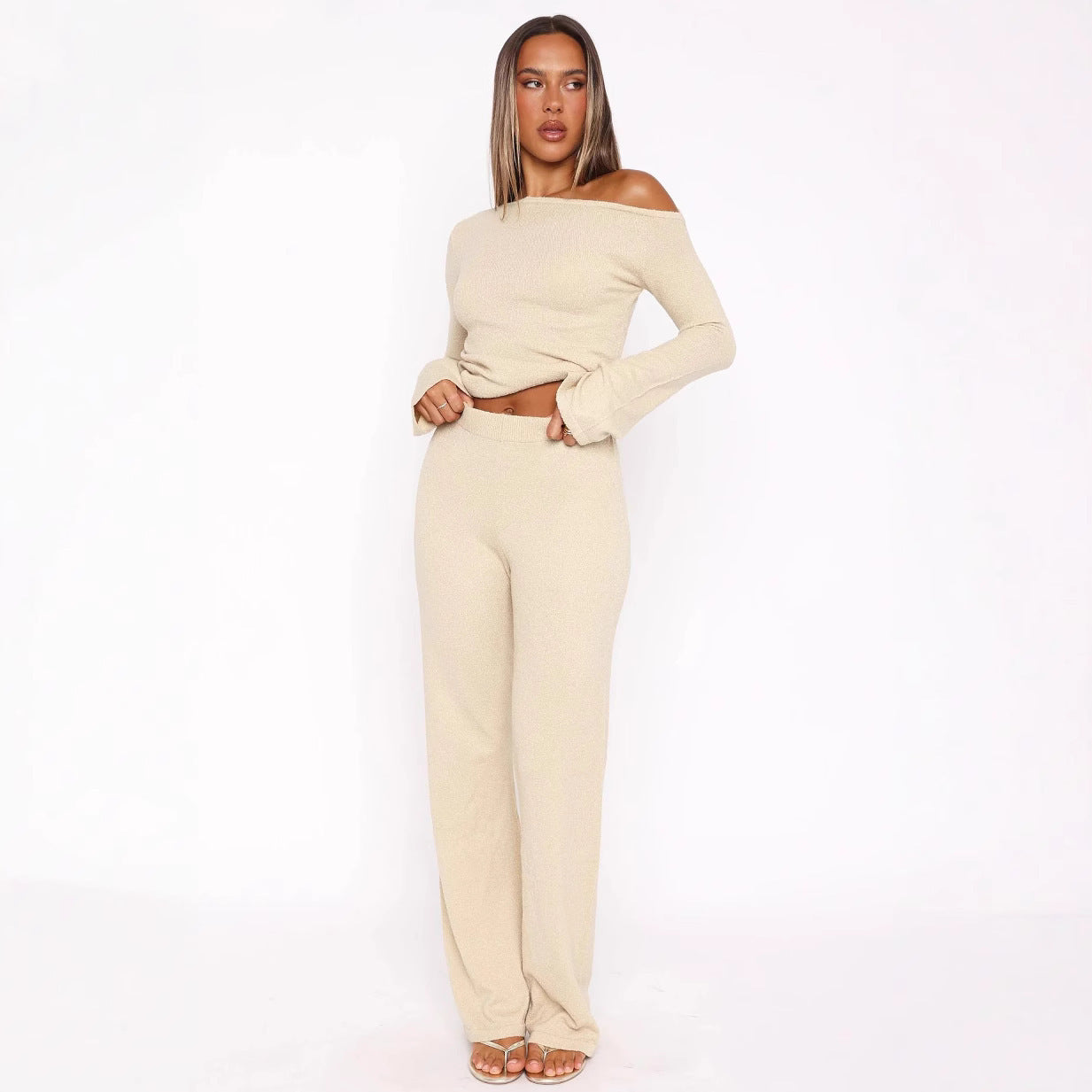 Dames Ensemble tricot élégant 2 pièces avec basque et jambe évasée Chic und Stil