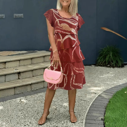 Robe portefeuille fluide pour femmes avec un superposition élégante et un motif unique Chic und Stil