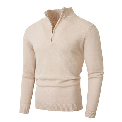 Knitted pullover for men with a modern high collar and a high-quality zipper Chic and Style