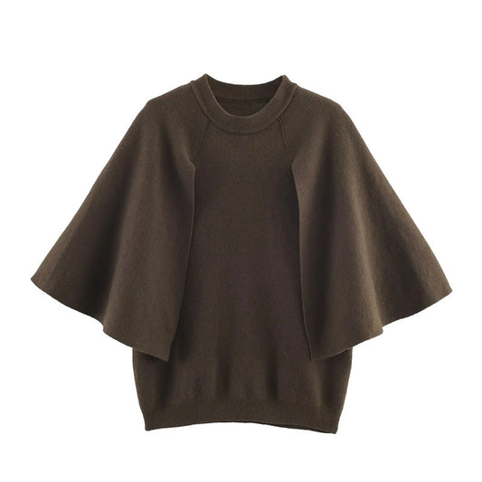 Dames élégant pull oversized avec large col en V Chic und Stil