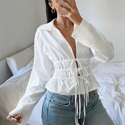 Blouse zip-up femme avec fronces et manches longues Chic und Stil